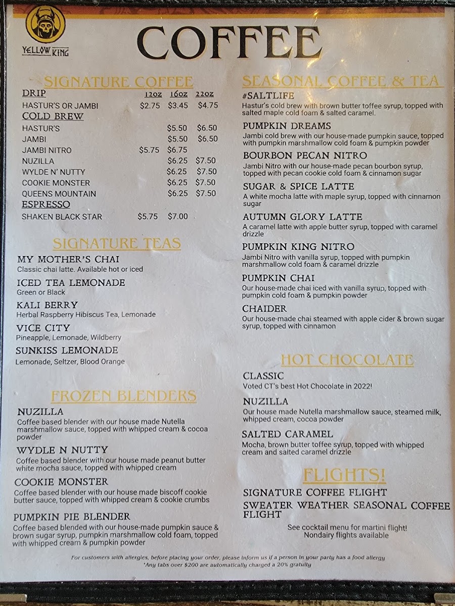 Menu Yellow King Brews-2